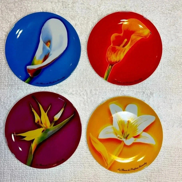 GIVENCHY Les Fleurs 8” Designer Luxury Floral Dinnerware Dessert Plates SET OF 4 - Picture 4 of 12